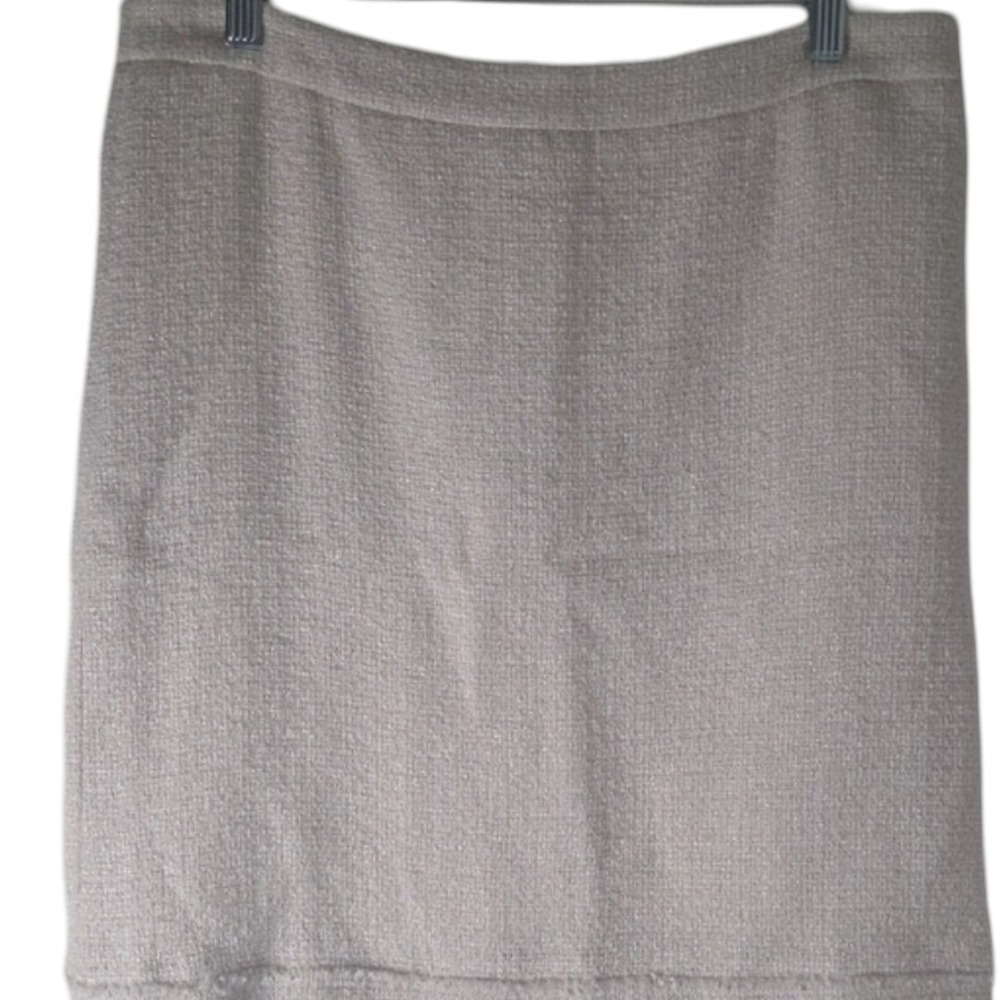 J.Crew Tweed Look Fringed Hem Beige Wool A-Line‎ Skirt Size 12
